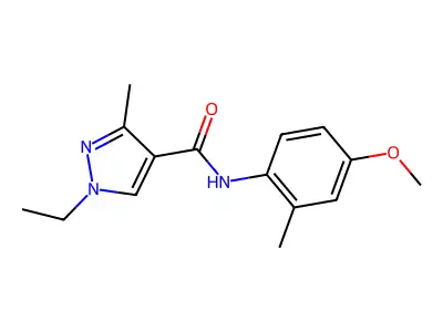 1-ethyl-N-(4-methoxy-2-methylphenyl)-3-methylpyrazole-4-carboxamide structure