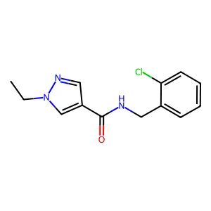N-(2-chlorobenzyl)-1-ethyl-1H-pyrazole-4-carboxamide structure