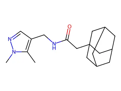 2-(1-adamantyl)-N-[(1,5-dimethylpyrazol-4-yl)methyl]acetamide structure
