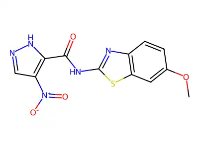 N-(6-methoxy-1,3-benzothiazol-2-yl)-4-nitro-1H-pyrazole-5-carboxamide structure