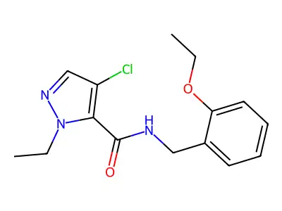 4-chloro-N-[(2-ethoxyphenyl)methyl]-2-ethylpyrazole-3-carboxamide structure