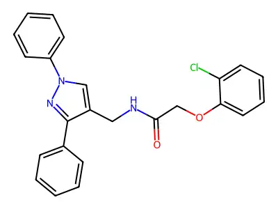 2-(2-chlorophenoxy)-N-[(1,3-diphenylpyrazol-4-yl)methyl]acetamide structure