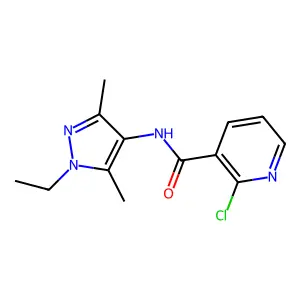 2-chloro-N-(1-ethyl-3,5-dimethyl-1H-pyrazol-4-yl)nicotinamide structure