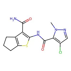 N-(3-carbamoyl-5,6-dihydro-4H-cyclopenta[b]thiophen-2-yl)-4-chloro-2-methylpyrazole-3-carboxamide structure