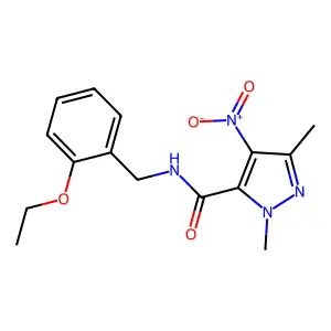 N-[(2-ethoxyphenyl)methyl]-2,5-dimethyl-4-nitropyrazole-3-carboxamide structure