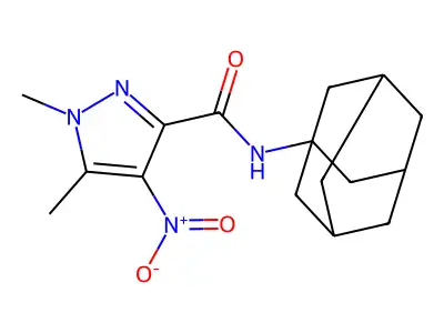 N-(1-adamantyl)-1,5-dimethyl-4-nitropyrazole-3-carboxamide structure