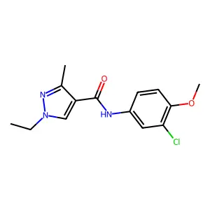 N-(3-chloro-4-methoxyphenyl)-1-ethyl-3-methylpyrazole-4-carboxamide structure