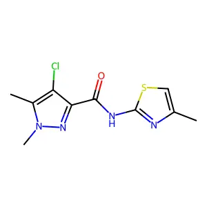 4-chloro-1,5-dimethyl-N-(4-methyl-1,3-thiazol-2-yl)pyrazole-3-carboxamide structure