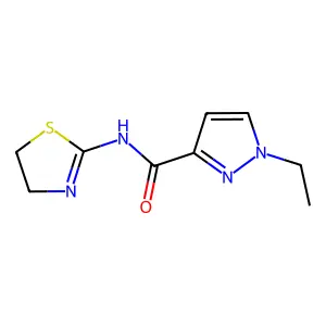 N-(4,5-dihydrothiazol-2-yl)-1-ethyl-3-pyrazolecarboxamide structure