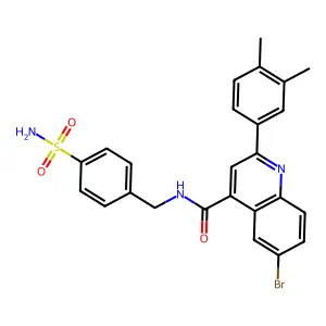 6-bromo-2-(3,4-dimethylphenyl)-N-[(4-sulfamoylphenyl)methyl]quinoline-4-carboxamide structure
