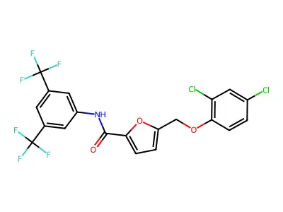 N-[3,5-bis(trifluoromethyl)phenyl]-5-[(2,4-dichlorophenoxy)methyl]furan-2-carboxamide structure
