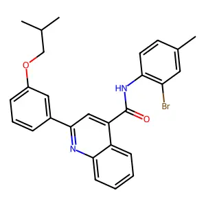 N-(2-bromo-4-methylphenyl)-2-[3-(2-methylpropoxy)phenyl]quinoline-4-carboxamide structure