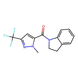 2,3-Dihydroindol-1-yl-[2-methyl-5-(trifluoromethyl)pyrazol-3-yl]methanone structure