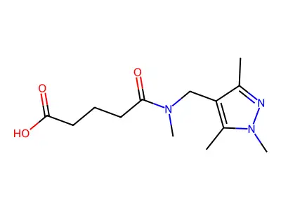 5-{methyl[(1,3,5-trimethyl-1H-pyrazol-4-yl)methyl]amino}-5-oxopentanoic acid structure