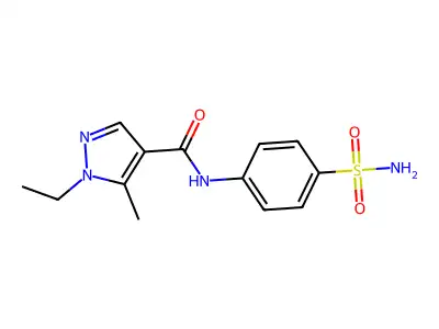1-ethyl-5-methyl-N-(4-sulfamoylphenyl)pyrazole-4-carboxamide structure