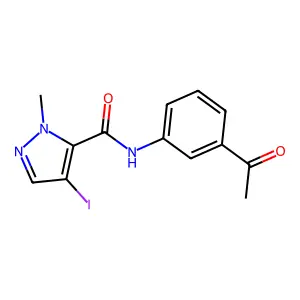 N-(3-acetylphenyl)-4-iodo-1-methyl-1H-pyrazole-5-carboxamide structure
