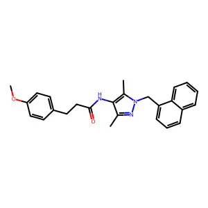 N-[3,5-dimethyl-1-(naphthalen-1-ylmethyl)pyrazol-4-yl]-3-(4-methoxyphenyl)propanamide structure