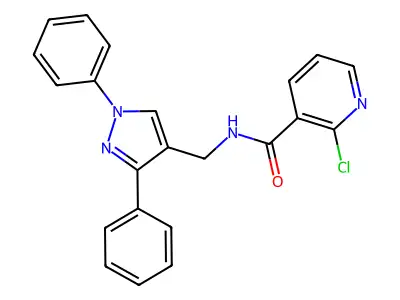 2-chloro-N-[(1,3-diphenylpyrazol-4-yl)methyl]pyridine-3-carboxamide structure