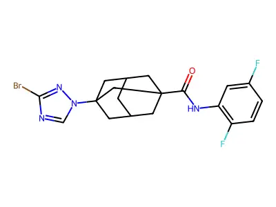 3-(3-bromo-1,2,4-triazol-1-yl)-N-(2,5-difluorophenyl)adamantane-1-carboxamide structure