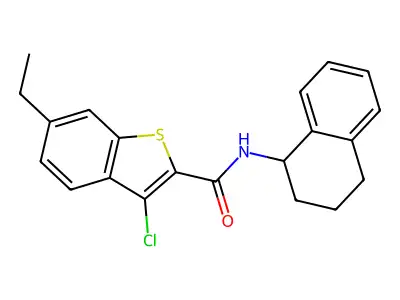 3-chloro-6-ethyl-N-(1,2,3,4-tetrahydronaphthalen-1-yl)-1-benzothiophene-2-carboxamide structure