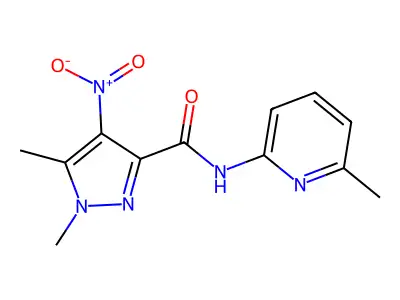 1,5-dimethyl-N-(6-methylpyridin-2-yl)-4-nitropyrazole-3-carboxamide structure