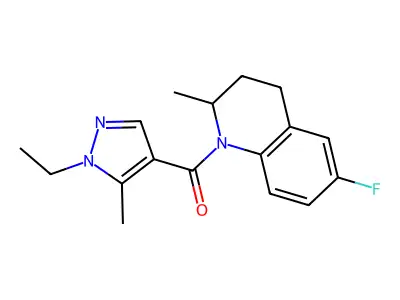(1-ethyl-5-methylpyrazol-4-yl)-(6-fluoro-2-methyl-3,4-dihydro-2H-quinolin-1-yl)methanone structure