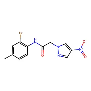 N-(2-bromo-4-methylphenyl)-2-(4-nitropyrazol-1-yl)acetamide structure