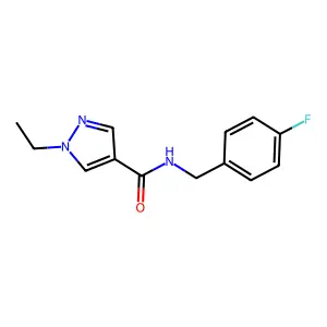 1-ethyl-N-[(4-fluorophenyl)methyl]-1H-pyrazole-4-carboxamide structure