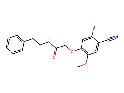 2-(5-bromo-4-cyano-2-methoxyphenoxy)-N-(2-phenylethyl)acetamide structure