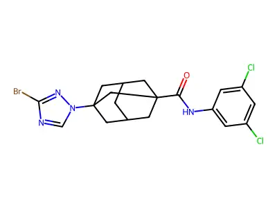 3-(3-bromo-1,2,4-triazol-1-yl)-N-(3,5-dichlorophenyl)adamantane-1-carboxamide structure