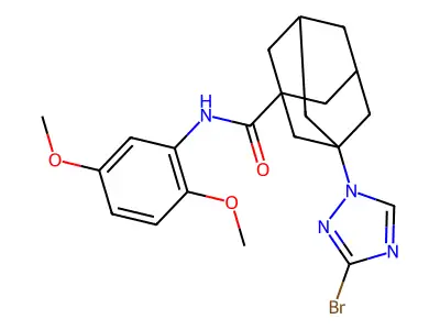 3-(3-bromo-1H-1,2,4-triazol-1-yl)-N-(2,5-dimethoxyphenyl)-1-adamantanecarboxamide structure