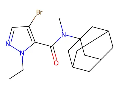 N-(1-adamantyl)-4-bromo-2-ethyl-N-methylpyrazole-3-carboxamide structure