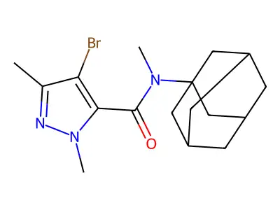 N-(1-adamantyl)-4-bromo-N,2,5-trimethylpyrazole-3-carboxamide structure