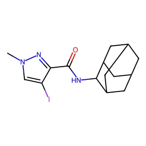 N-(2-adamantyl)-4-iodo-1-methylpyrazole-3-carboxamide structure