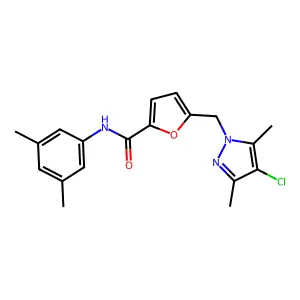 5-[(4-chloro-3,5-dimethyl-1H-pyrazol-1-yl)methyl]-N-(3,5-dimethylphenyl)-2-furamide structure