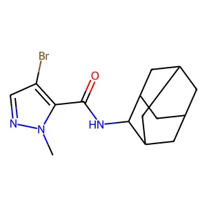 N-(2-adamantyl)-4-bromo-1-methyl-1H-pyrazole-5-carboxamide structure