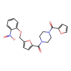 1-(2-furoyl)-4-[5-({2-nitrophenoxy}methyl)-2-furoyl]piperazine structure