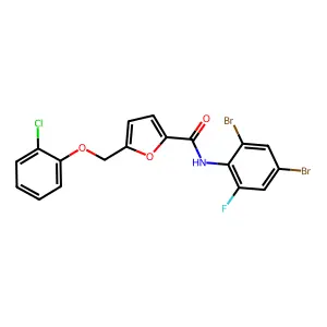 5-[(2-chlorophenoxy)methyl]-N-(2,4-dibromo-6-fluorophenyl)furan-2-carboxamide structure
