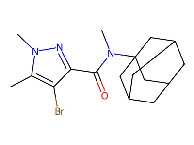 N-(1-adamantyl)-4-bromo-N,1,5-trimethylpyrazole-3-carboxamide structure