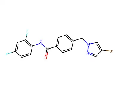 4-[(4-bromopyrazol-1-yl)methyl]-N-(2,4-difluorophenyl)benzamide structure