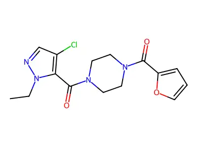 [4-(4-Chloro-2-ethylpyrazole-3-carbonyl)piperazin-1-yl]-(furan-2-yl)methanone structure