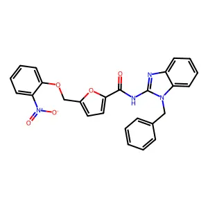N-(1-benzylbenzimidazol-2-yl)-5-[(2-nitrophenoxy)methyl]furan-2-carboxamide structure