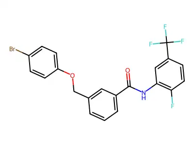 3-[(4-bromophenoxy)methyl]-N-[2-fluoro-5-(trifluoromethyl)phenyl]benzamide structure