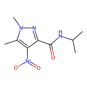 4-nitro-N-isopropyl-1,5-dimethyl-1H-pyrazole-3-carboxamide structure