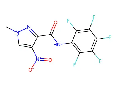 1-methyl-4-nitro-N-(2,3,4,5,6-pentafluorophenyl)pyrazole-3-carboxamide structure