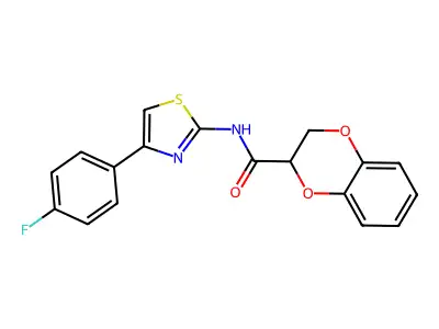 N-[4-(4-fluorophenyl)-1,3-thiazol-2-yl]-2,3-dihydro-1,4-benzodioxine-2-carboxamide structure