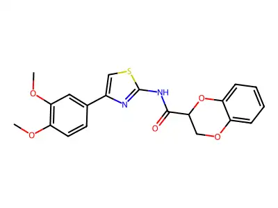 N-(4-(3,4-dimethoxyphenyl)thiazol-2-yl)-2,3-dihydrobenzo[b][1,4]dioxine-2-carboxamide structure