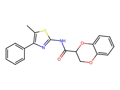 N-(5-methyl-4-phenylthiazol-2-yl)-2,3-dihydrobenzo[b][1,4]dioxine-2-carboxamide structure