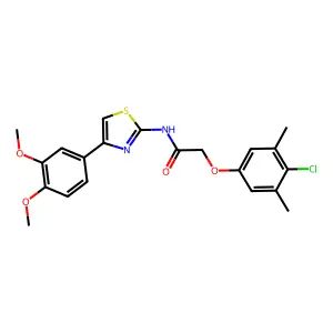 2-(4-chloro-3,5-dimethylphenoxy)-N-[4-(3,4-dimethoxyphenyl)-1,3-thiazol-2-yl]acetamide structure