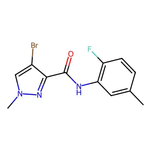 4-bromo-N-(2-fluoro-5-methylphenyl)-1-methylpyrazole-3-carboxamide structure